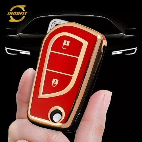 TOA2T1-Red-Gold Plating- Car Key Cover For Toyota