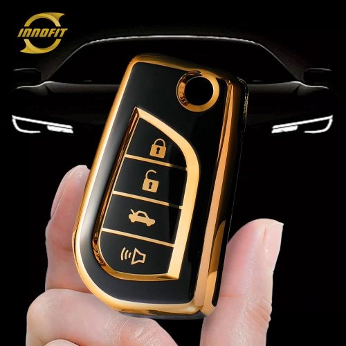 TOA3T1-Black-Gold Plating- Car Key Cover For Toyota