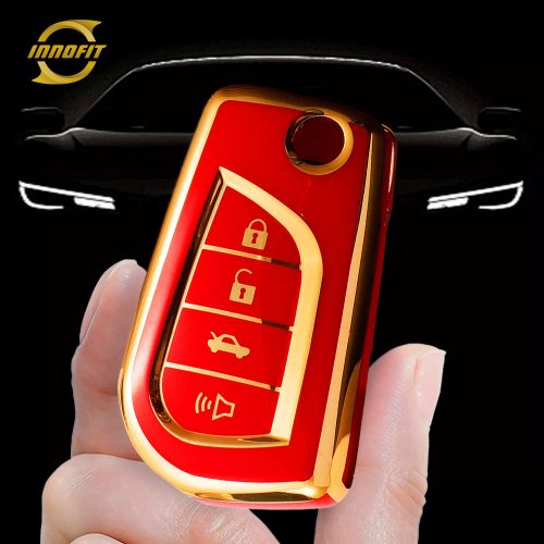 TOA3T1-Red-Gold Plating- Car Key Cover For Toyota