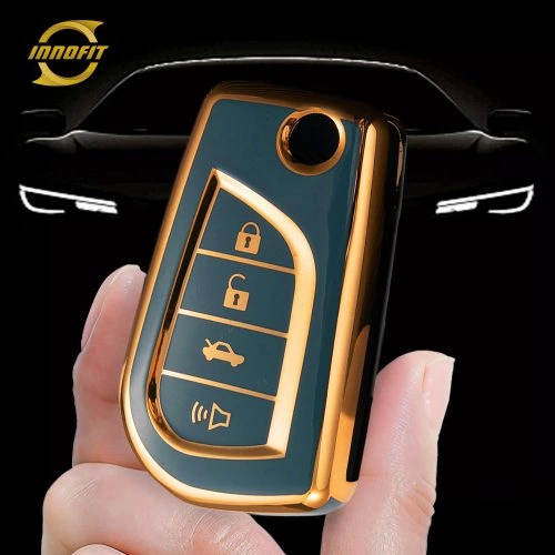 TOA3T1-Granny Grey-Gold Plating- Car Key Cover For Toyota