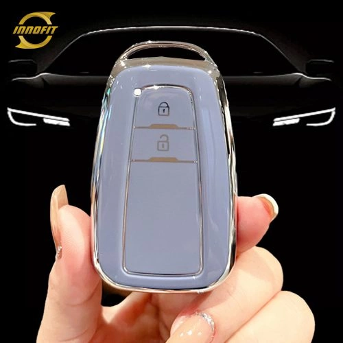 TOB2T1-Light Blue-Silver Plating- Car Key Cover For Toyota