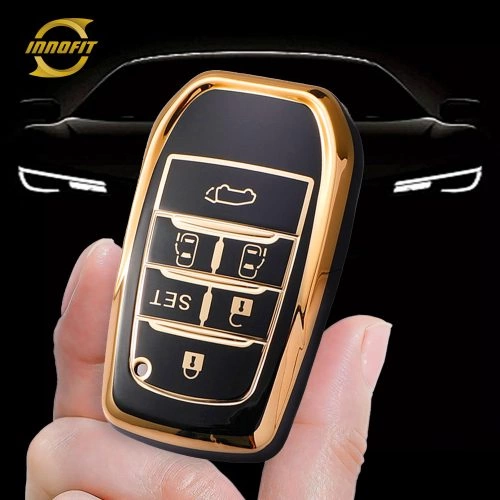 TOC7T1-Black-Gold Plating- Car Key Cover For Toyota