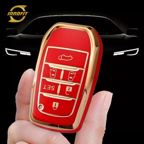 TOC7T1-Red-Gold Plating- Car Key Cover For Toyota