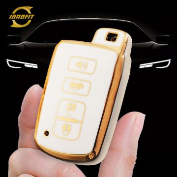 TOD6T1-White-Gold Plating- Car Key Cover For Toyota