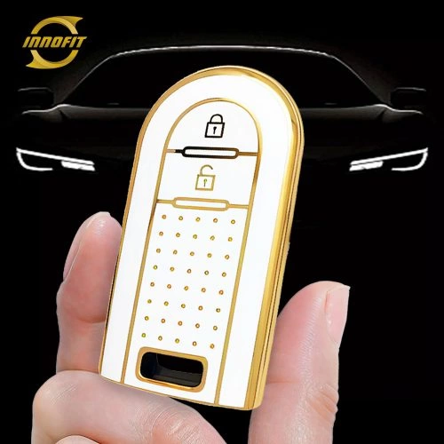 TOE1T1-White-Gold Plating- Car Key Cover For Toyota