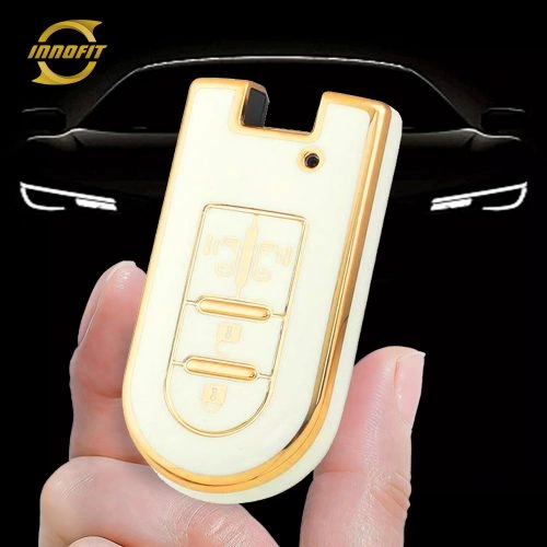 TOE2T1-White-Gold Plating- Car Key Cover For Toyota