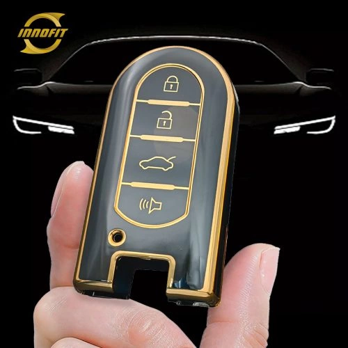 TOE4T1-Black-Gold Plating- Car Key Cover For Toyota