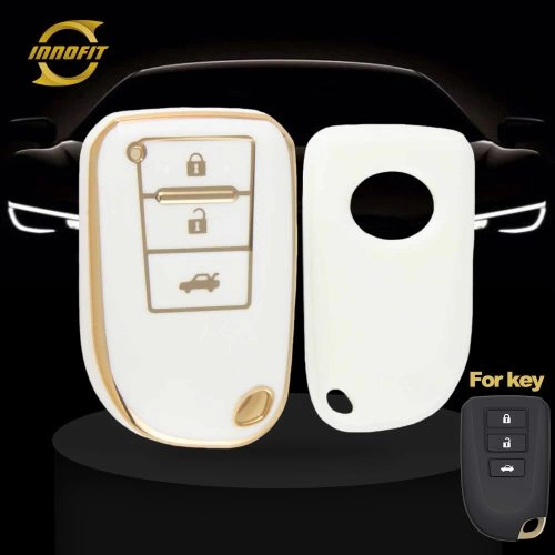 TOI1T1-White-Gold Plating- Car Key Cover For Toyota