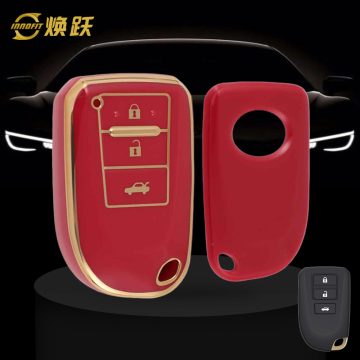 TOI1T1-Red-Gold Plating- Car Key Cover For Toyota