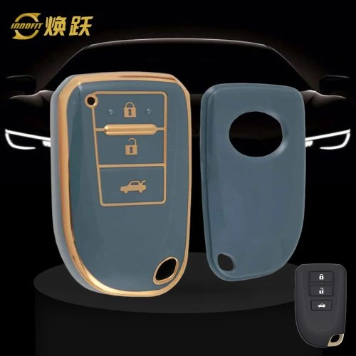 TOI1T1-Granny Grey-Gold Plating- Car Key Cover For Toyota