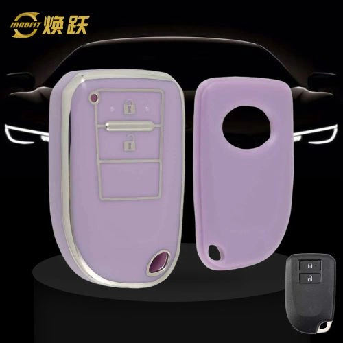 TOI2T1-Purple-Silver Plating- Car Key Cover For Toyota