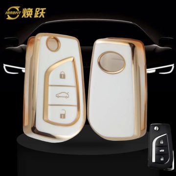TOA1T1-White-Gold Plating- Car Key Cover For Toyota
