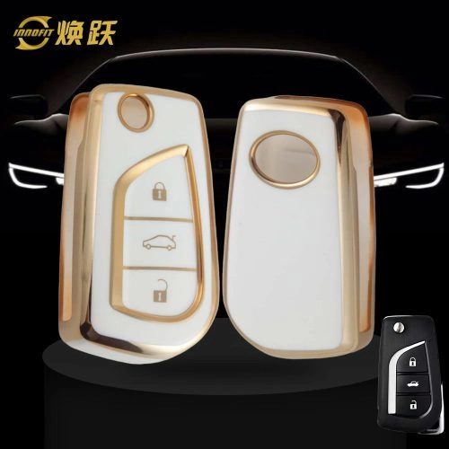 TOA1T1-White-Gold Plating- Car Key Cover For Toyota