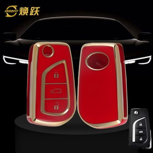 TOA1T1-Red-Gold Plating- Car Key Cover For Toyota