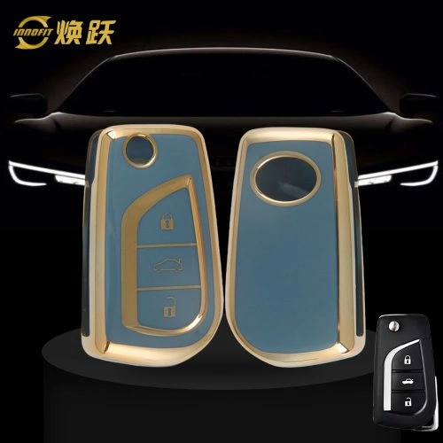 TOA1T1-Granny Grey-Gold Plating- Car Key Cover For Toyota