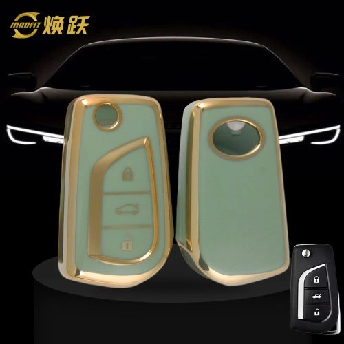 TOA1T1-Green-Gold Plating- Car Key Cover For Toyota