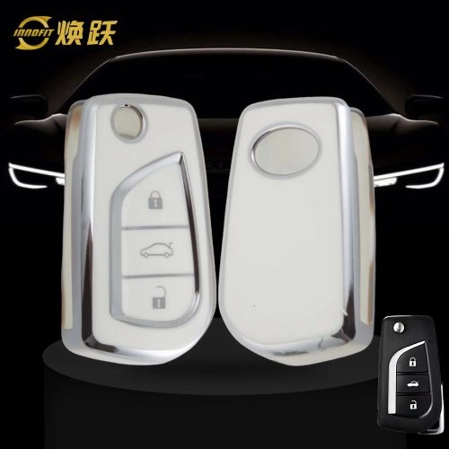 TOA1T1-White-Silver Plating- Car Key Cover For Toyota