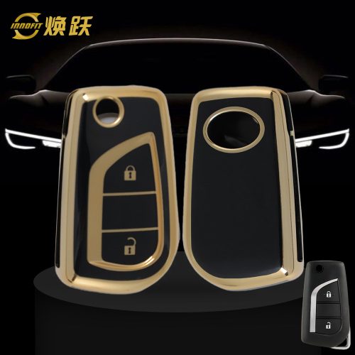 TOA2T1-Black-Gold Plating- Car Key Cover For Toyota
