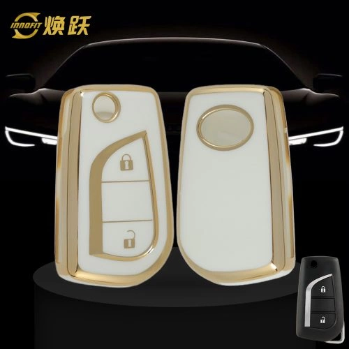 TOA2T1-White-Gold Plating- Car Key Cover For Toyota