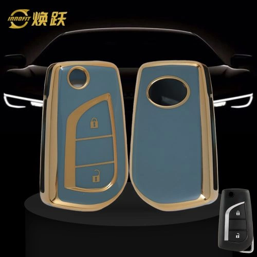 TOA2T1-Granny Grey-Gold Plating- Car Key Cover For Toyota