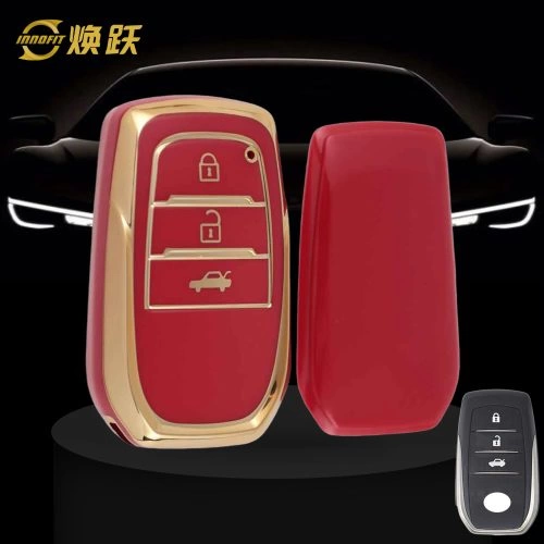 TOC1T1-Red-Gold Plating- Car Key Cover For Toyota