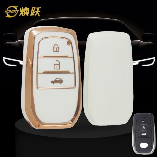 TOC1T1-White-Gold Plating- Car Key Cover For Toyota