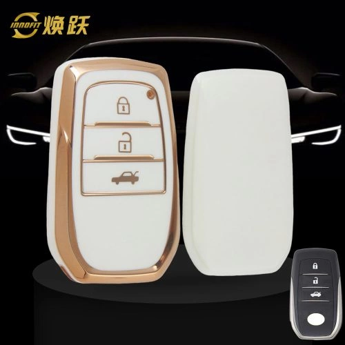 TOC1T1-White-Gold Plating- Car Key Cover For Toyota