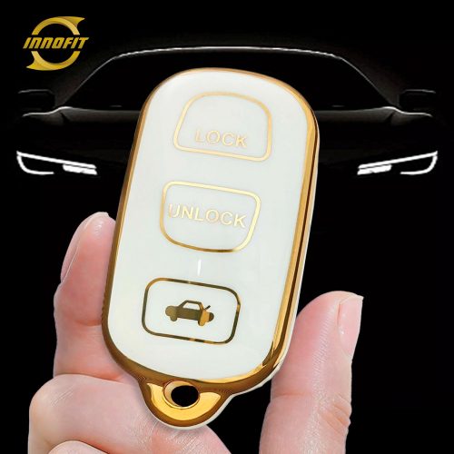 TOM1T1-White-Gold Plating- Car Key Cover For Toyota