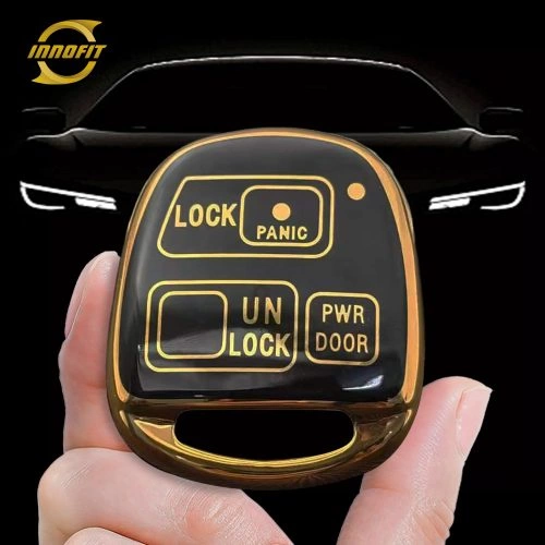 TON1T1-Black-Gold Plating- Car Key Cover For Toyota