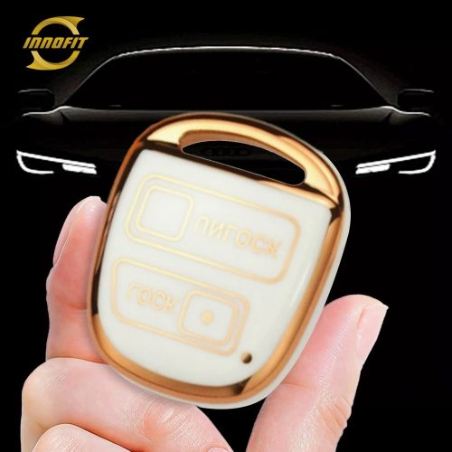 TON2T1-White-Gold Plating- Car Key Cover For Toyota