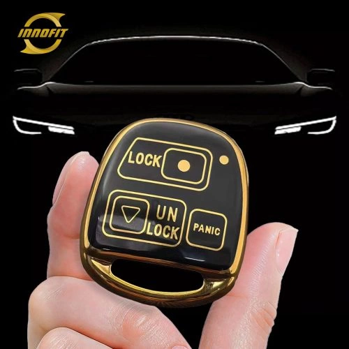 TON3T1-Black-Gold Plating- Car Key Cover For Toyota