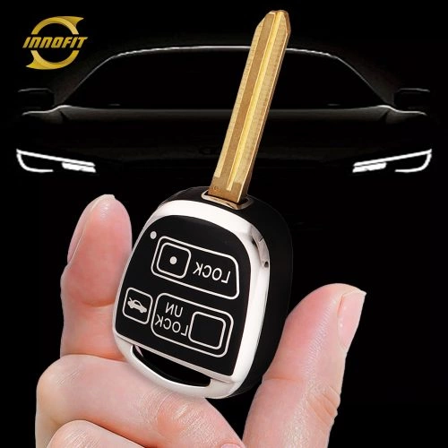 TON4T1-Black-Silver Plating- Car Key Cover For Toyota