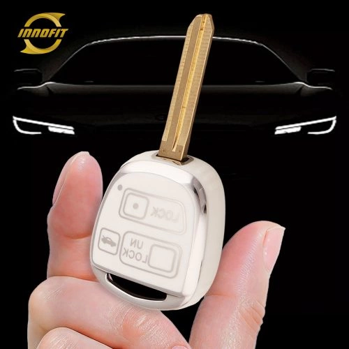 TON4T1-White-Silver Plating- Car Key Cover For Toyota