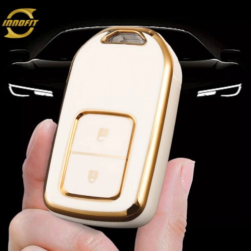 HOA2T1-White-Gold Plating- Car Key Cover For Honda