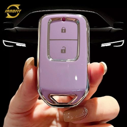 HOA2T1-Purple-Silver Plating- Car Key Cover For Honda