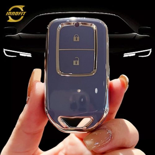 HOA2T1-Light Blue-Silver Plating- Car Key Cover For Honda