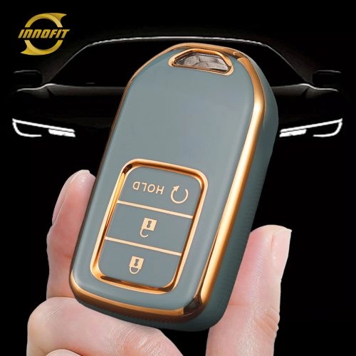 HOA3T1-Granny Grey-Gold Plating- Car Key Cover For Honda