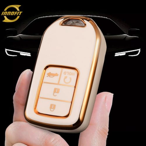 HOA20T1-White-Gold Plating- Car Key Cover For Honda