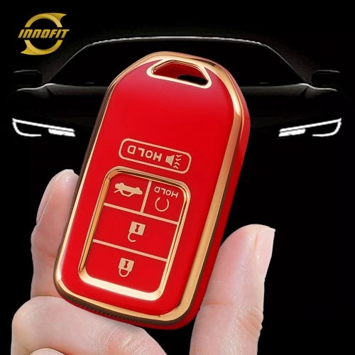 HOA6T1-Red-Gold Plating- Car Key Cover For Honda
