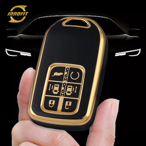 HOA7T1-Black-Gold Plating- Car Key Cover For Honda