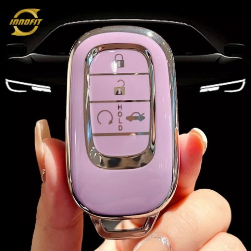 HOB1T1-Purple-Silver Plating- Car Key Cover For Honda