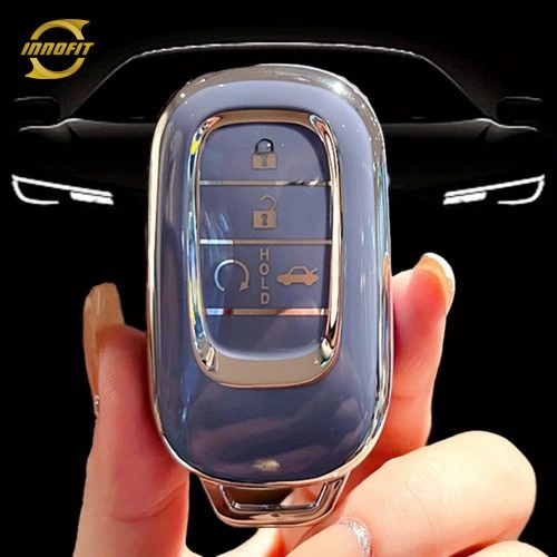 HOB1T1-Light Blue-Silver Plating- Car Key Cover For Honda