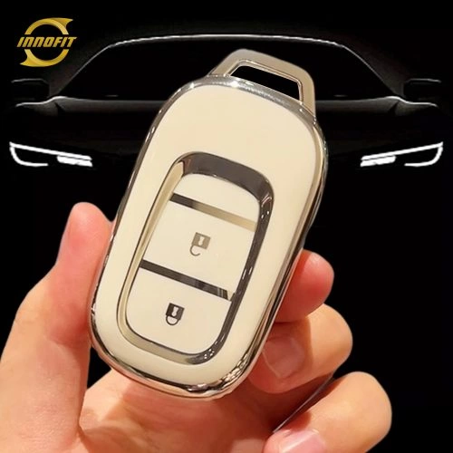 HOB2T1-White-Silver Plating- Car Key Cover For Honda