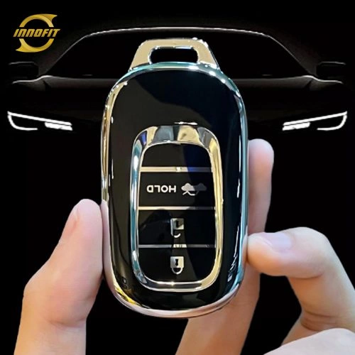 HOB4T1-Black-Silver Plating- Car Key Cover For Honda