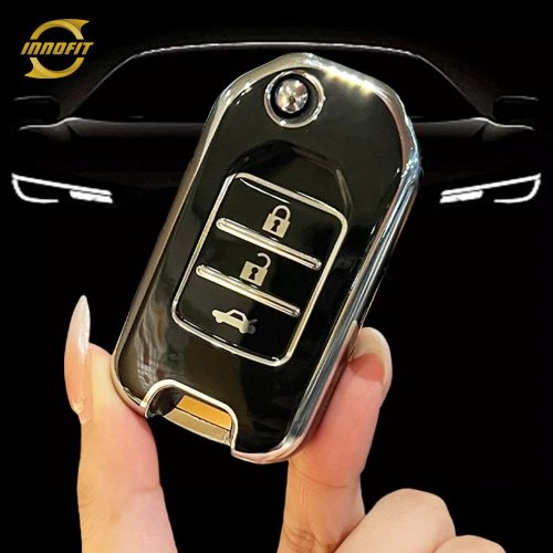 HOC1T1-Black-Silver Plating- Car Key Cover For Honda