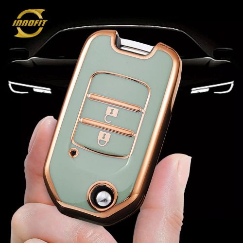 HOC2T1-Green-Gold Plating- Car Key Cover For Honda