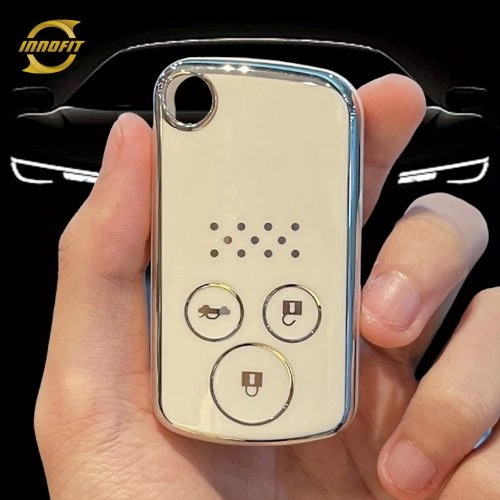 HOD1T1-White-Silver Plating- Car Key Cover For Honda