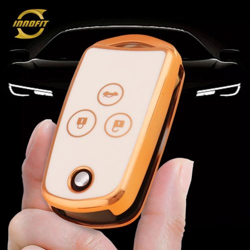 HOE1T1-White-Gold Plating- Car Key Cover For Honda