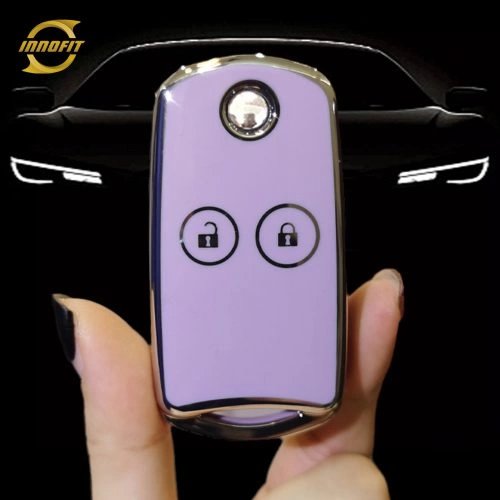 HOE2T1-Purple-Silver Plating- Car Key Cover For Honda