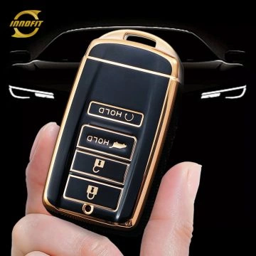 HOF1T1-Black-Gold Plating- Car Key Cover For Honda